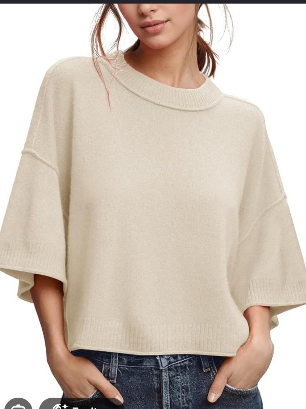 JOA Women’s Cream Mock Neck Lightweight Sweater In Cream Size Large NWT